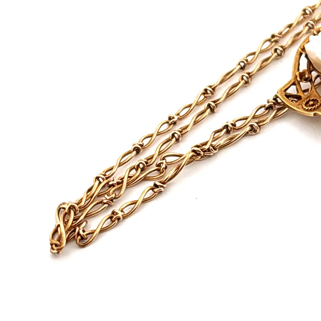 14K Gelbgold Gedrehte Weizenkette Perle & 0,32 Karat Diamant Halskette im Zustand „Hervorragend“ im Angebot in Sewickley, PA