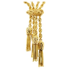 Collier en or jaune 14k à deux couches de chaînes de corde de 2 mm avec glands