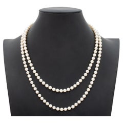 14K Yellow Gold Two-Strand Cultured Pearl Necklace, Modern Style, 20"