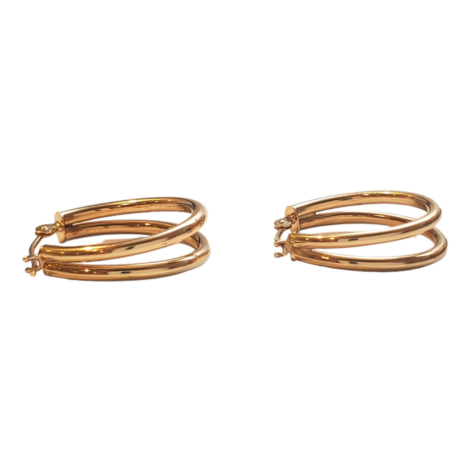 Créoles à deux rangs en or jaune 14 carats n°17946 Pour femmes en vente