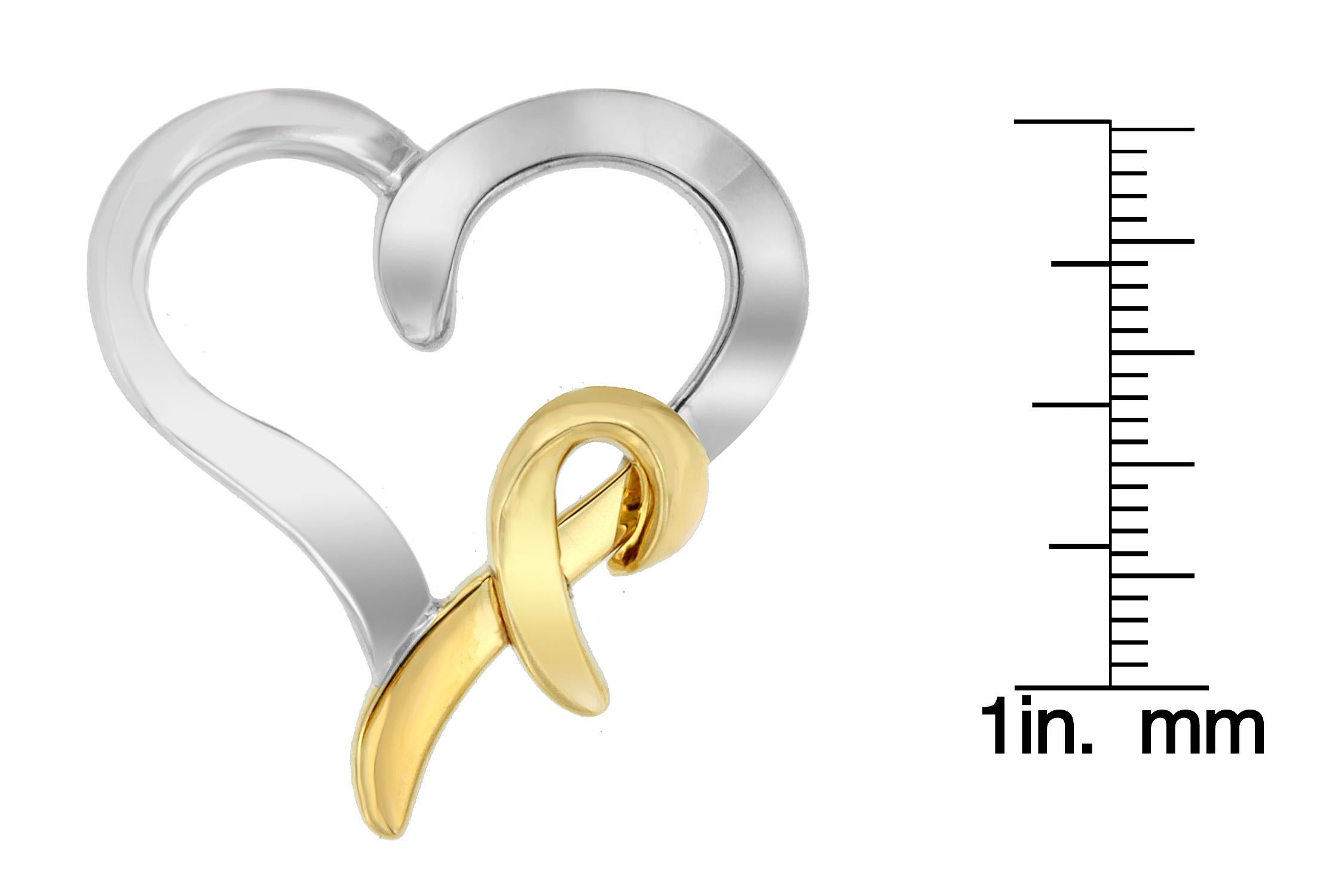 Collana con ciondolo a forma di cuore in oro giallo 14K e argento sterling In condizioni Nuovo in vendita a New York, NY
