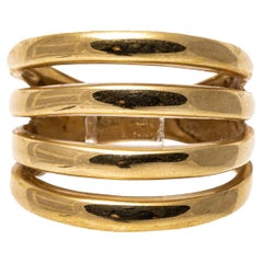Vintage 14k Yellow Gold Ultra Wide Four Row High Polished Dome Ring