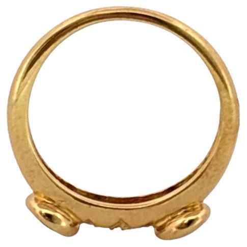 Bague en or jaune 14K Unique 1.00 Carat Round Sapphire 0.05 Carat Round Diamond Ring Bon état - En vente à Sewickley, PA