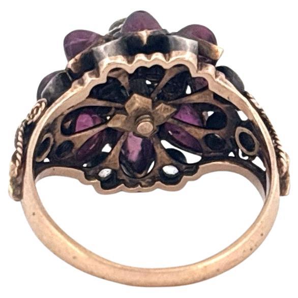 Anillo único de oro amarillo de 14 quilates con granate pera de 4,00 quilates y cuarzo redondo de 0,50 quilates en venta 3