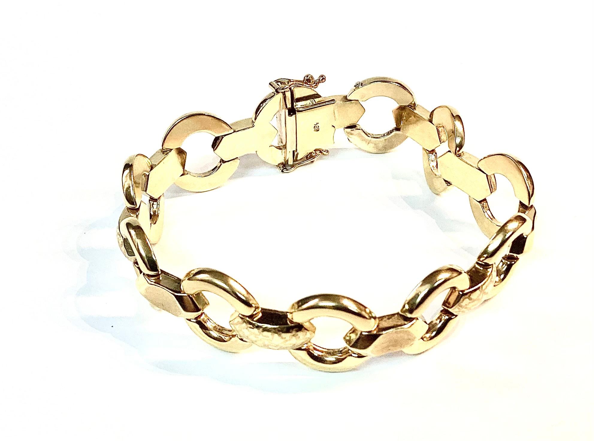 Moderne Bracelet unisexe à maillons en or jaune 14k en vente