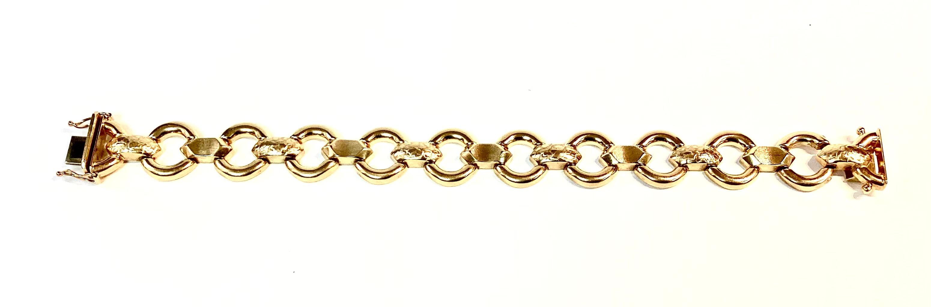 14k Yellow Gold Unisex Link Bracelet  In Good Condition For Sale In Bradenton, FL