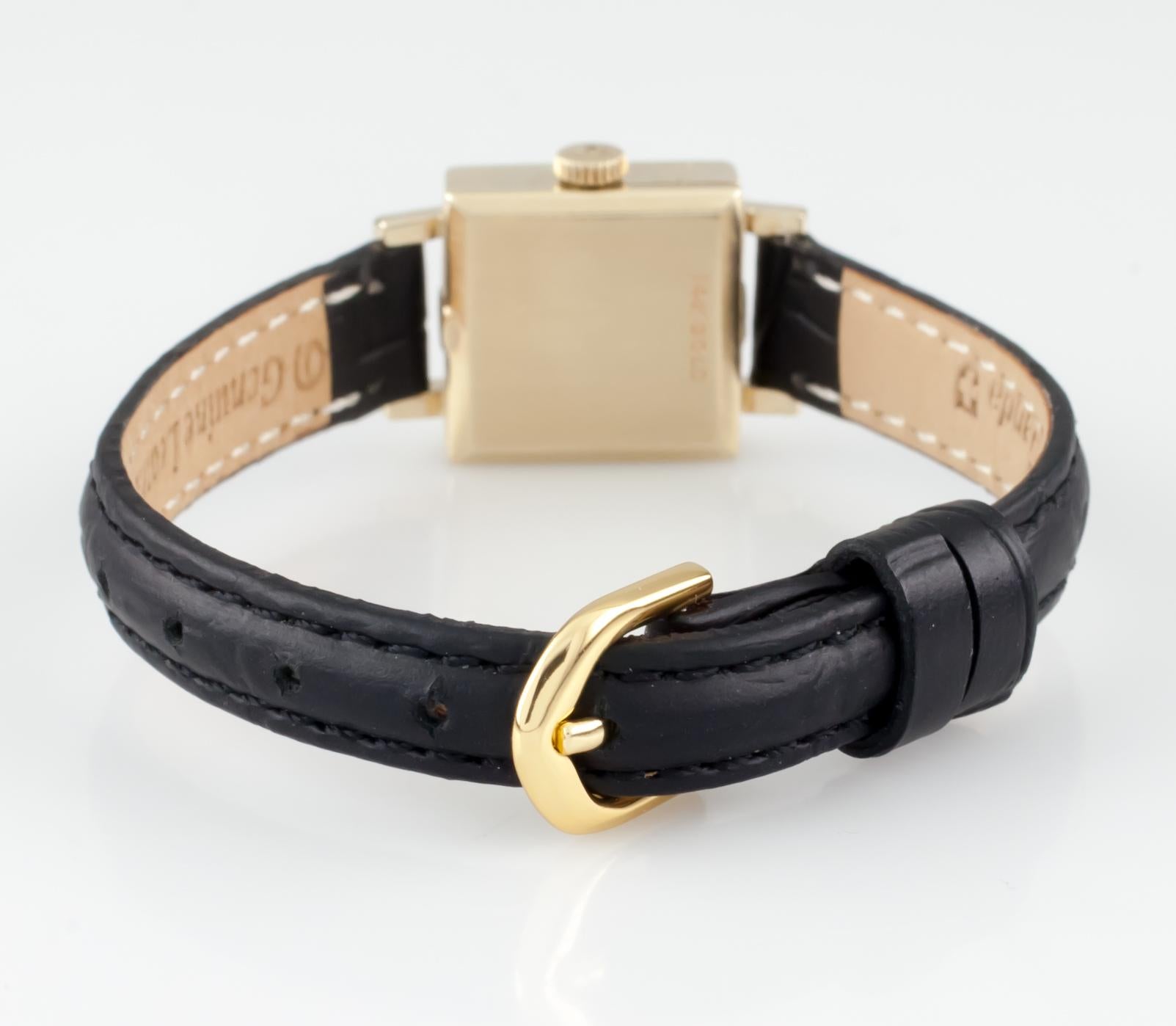 Modern 14k Yellow Gold Universal Geneve Women's Square Hand-Winding Watch