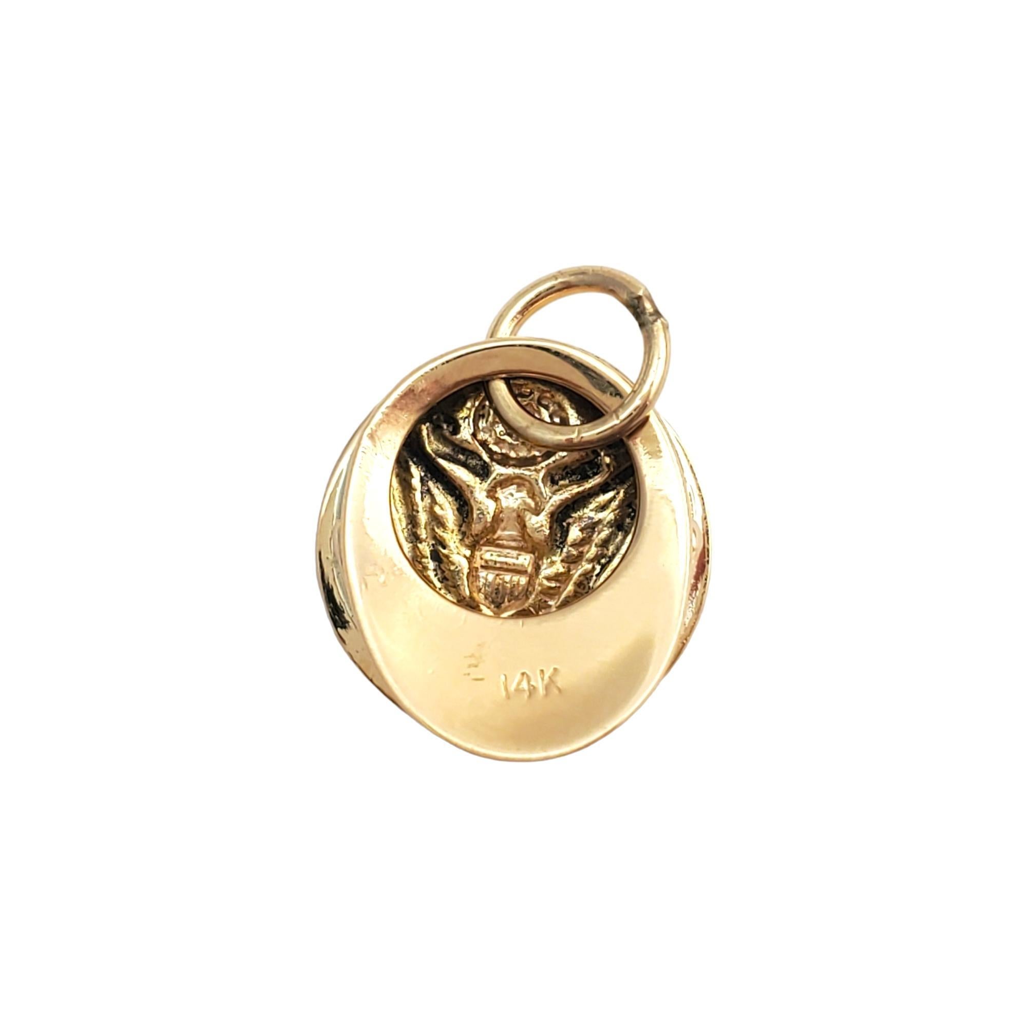 14K Yellow Gold U.S. Army Cap Pendant #16067 In Good Condition For Sale In Washington Depot, CT