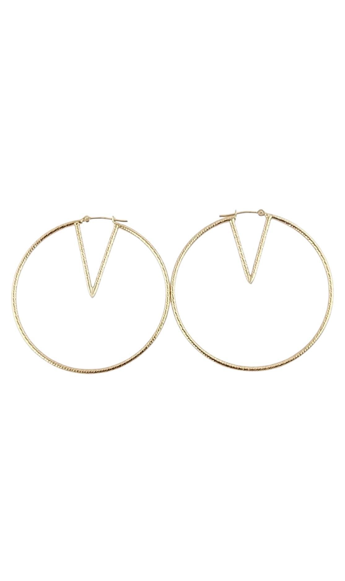 14K Yellow Gold V Circle Hoop Earrings #24010