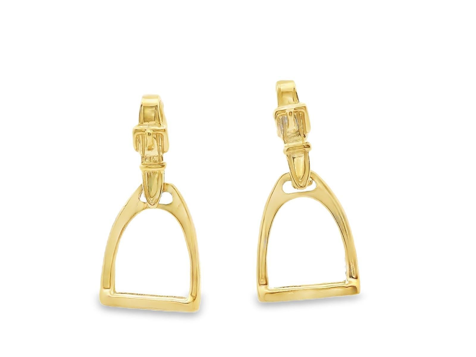 14k Yellow Gold Van Dell Horse Stirrup Earrings For Sale 2