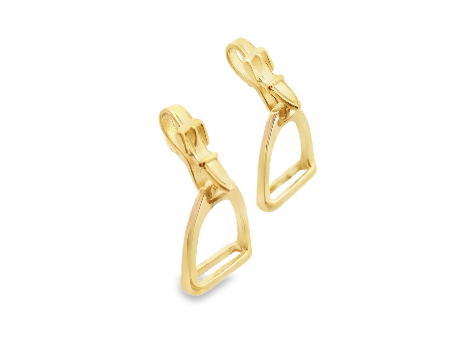 14k Yellow Gold Van Dell Horse Stirrup Earrings For Sale 4
