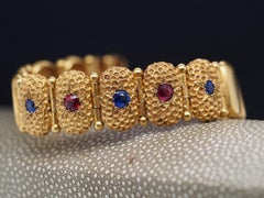 14 Karat Gelbgold viktorianisches Armband mit Farbsteinen
