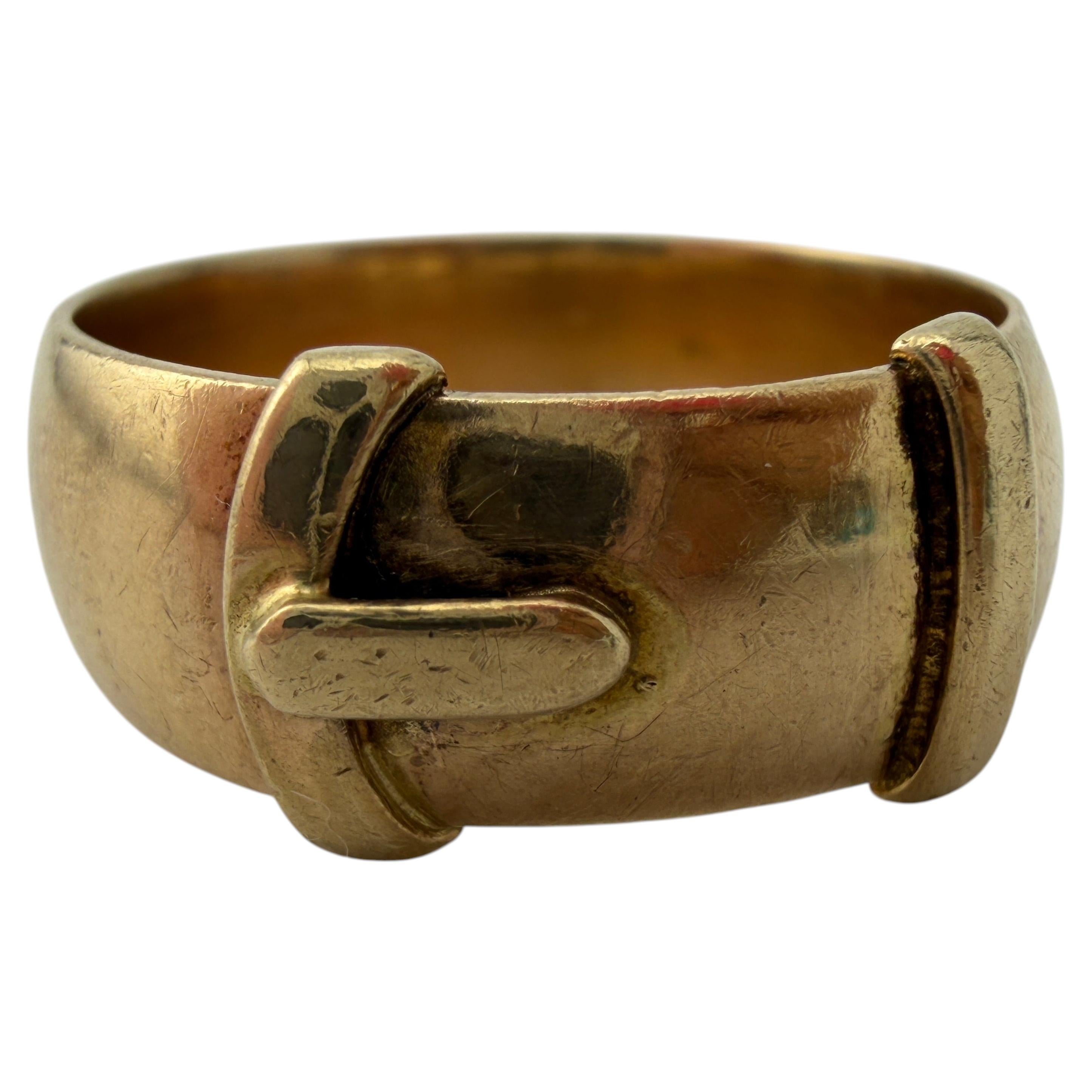 14k Yellow Gold Victorian Buckle Ring For Sale