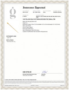 14K Yellow Gold Ornate Victorian Pin, Early 20th Century, England