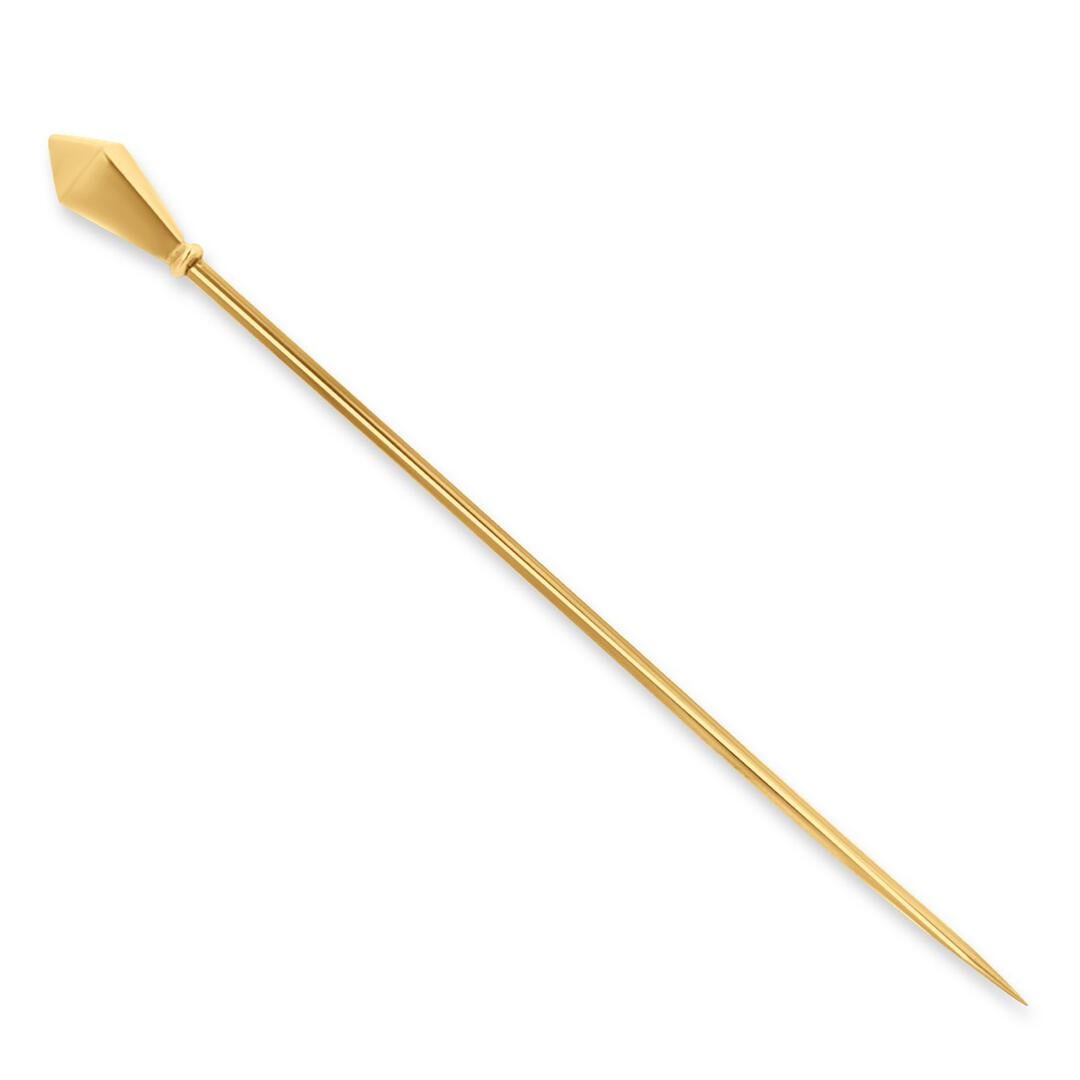 Women's or Men's 14K Yellow Gold Victorian Decorative Small Pin For Sale