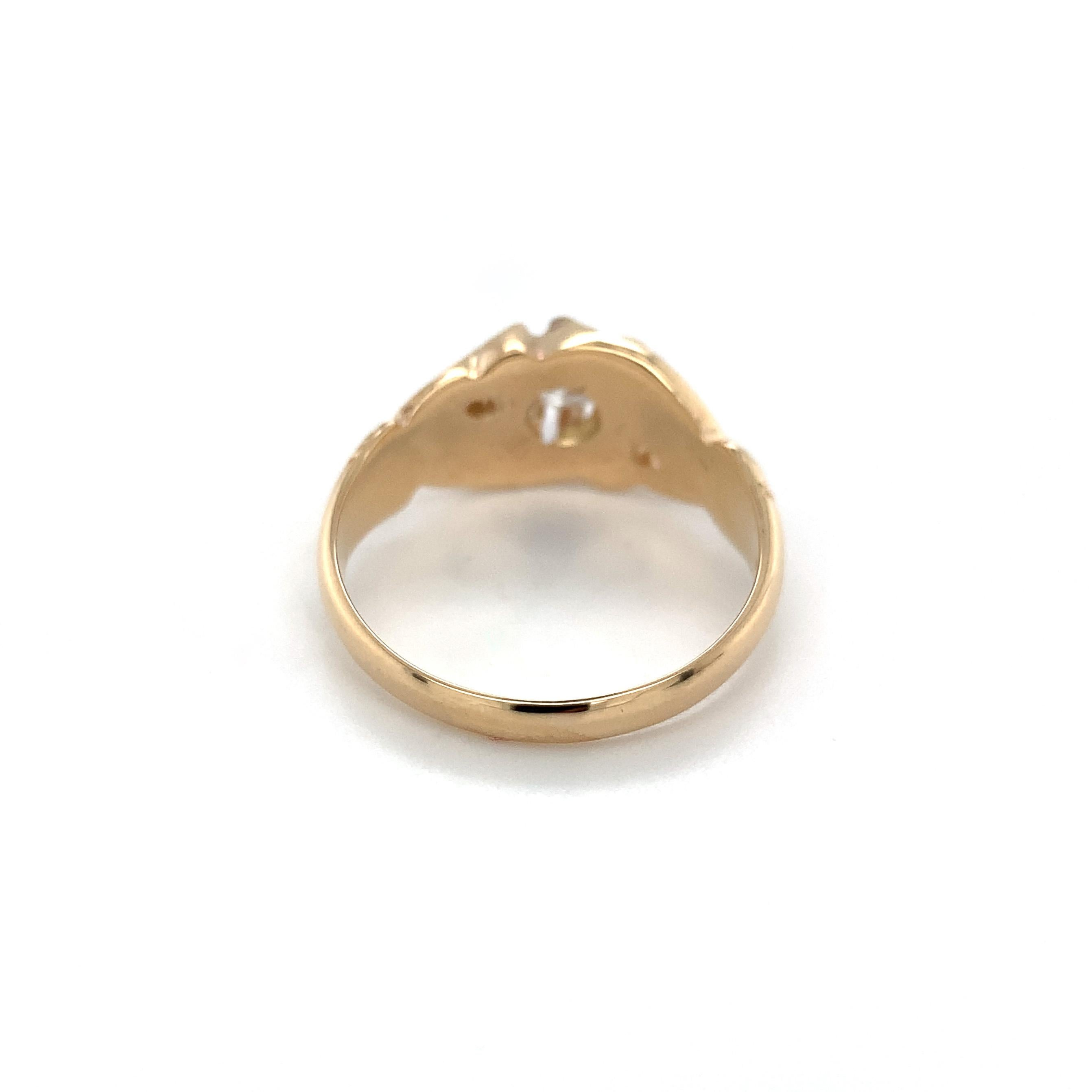 14K Yellow Gold Victorian Fancy Belcher .50ct Diamond Men's Ring For Sale 1