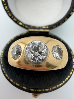 14k Yellow Gold Victorian Natural OEC Diamond Gypsy Ring