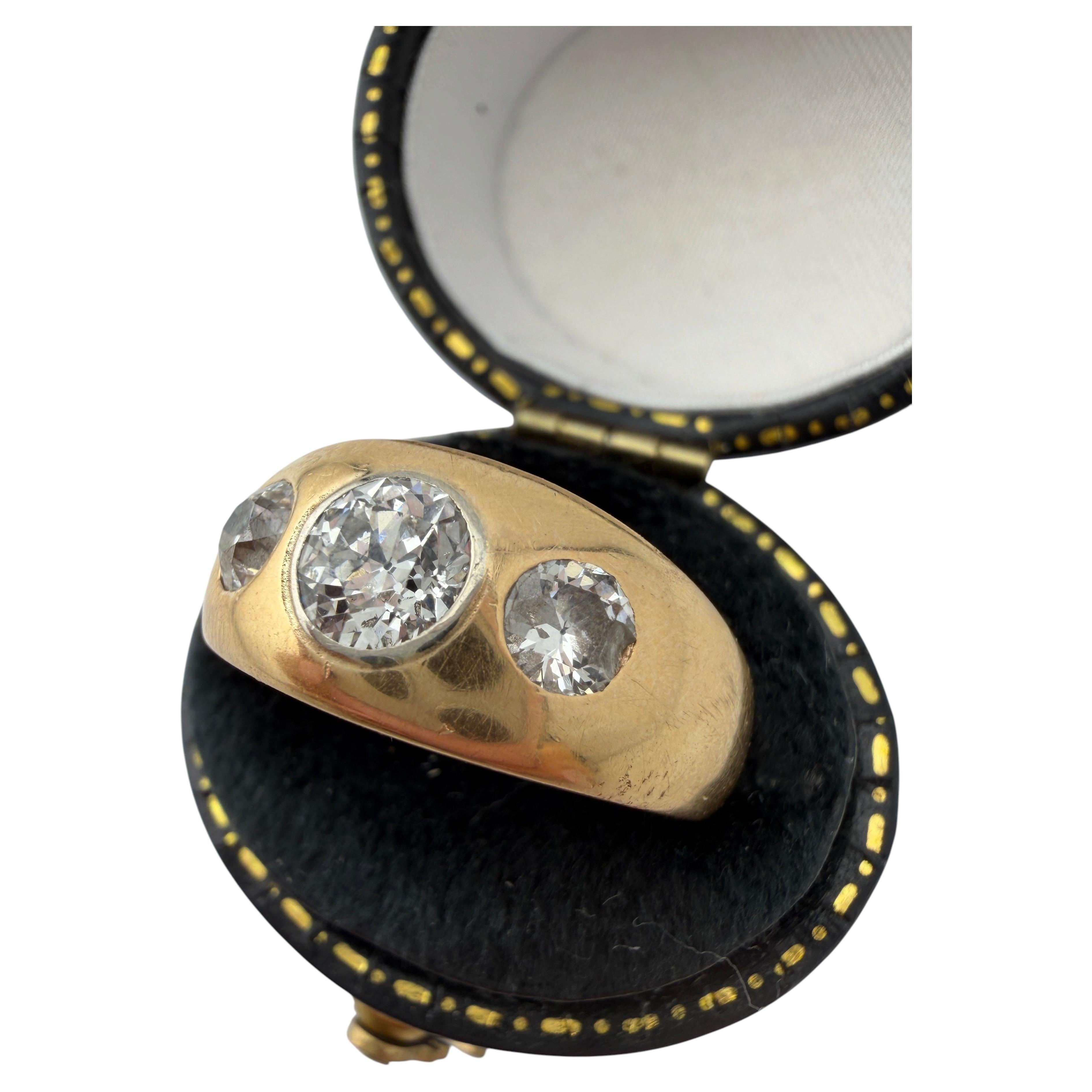 14k Yellow Gold Victorian Natural OEC Diamond Gypsy Ring