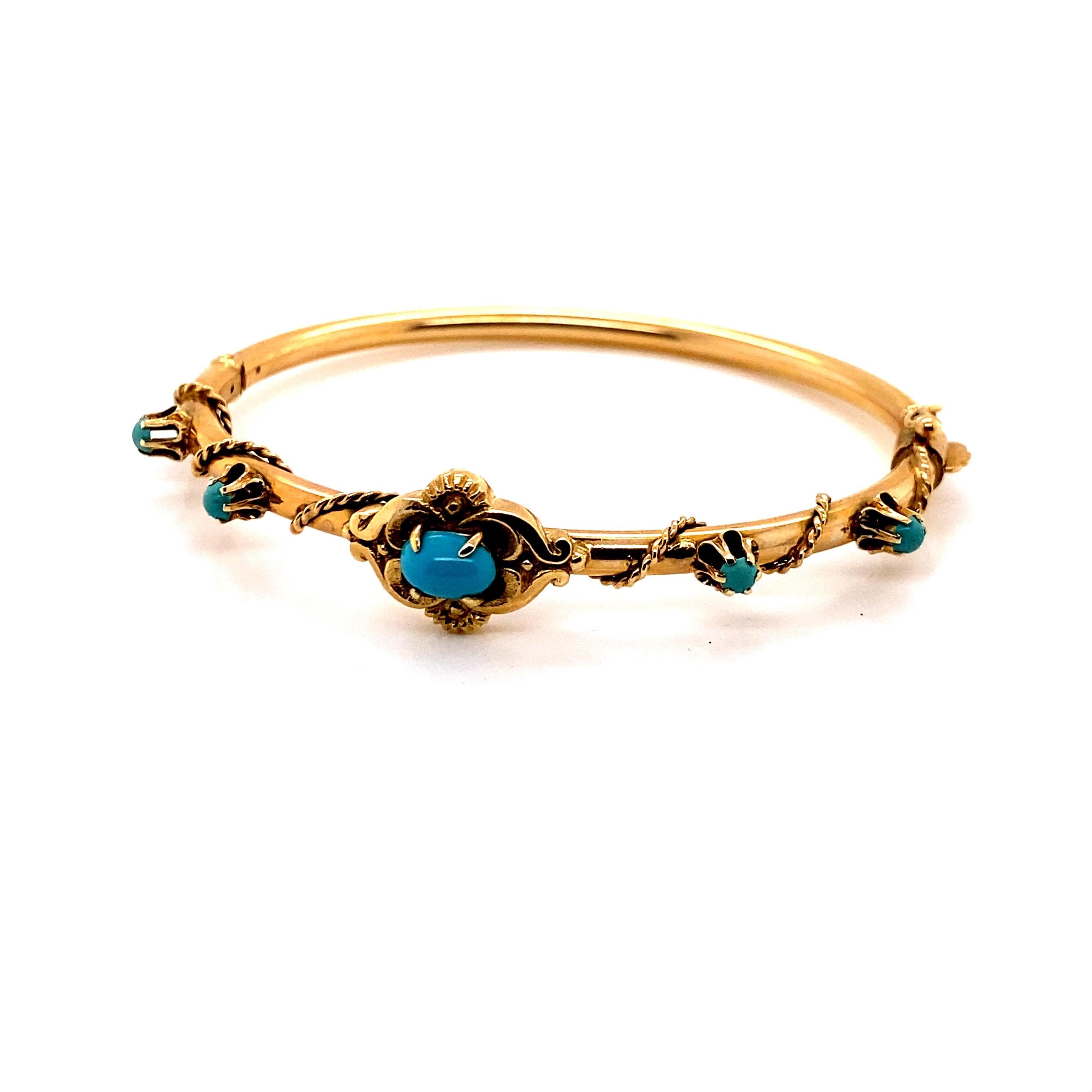 14k gold and turquoise bracelet
