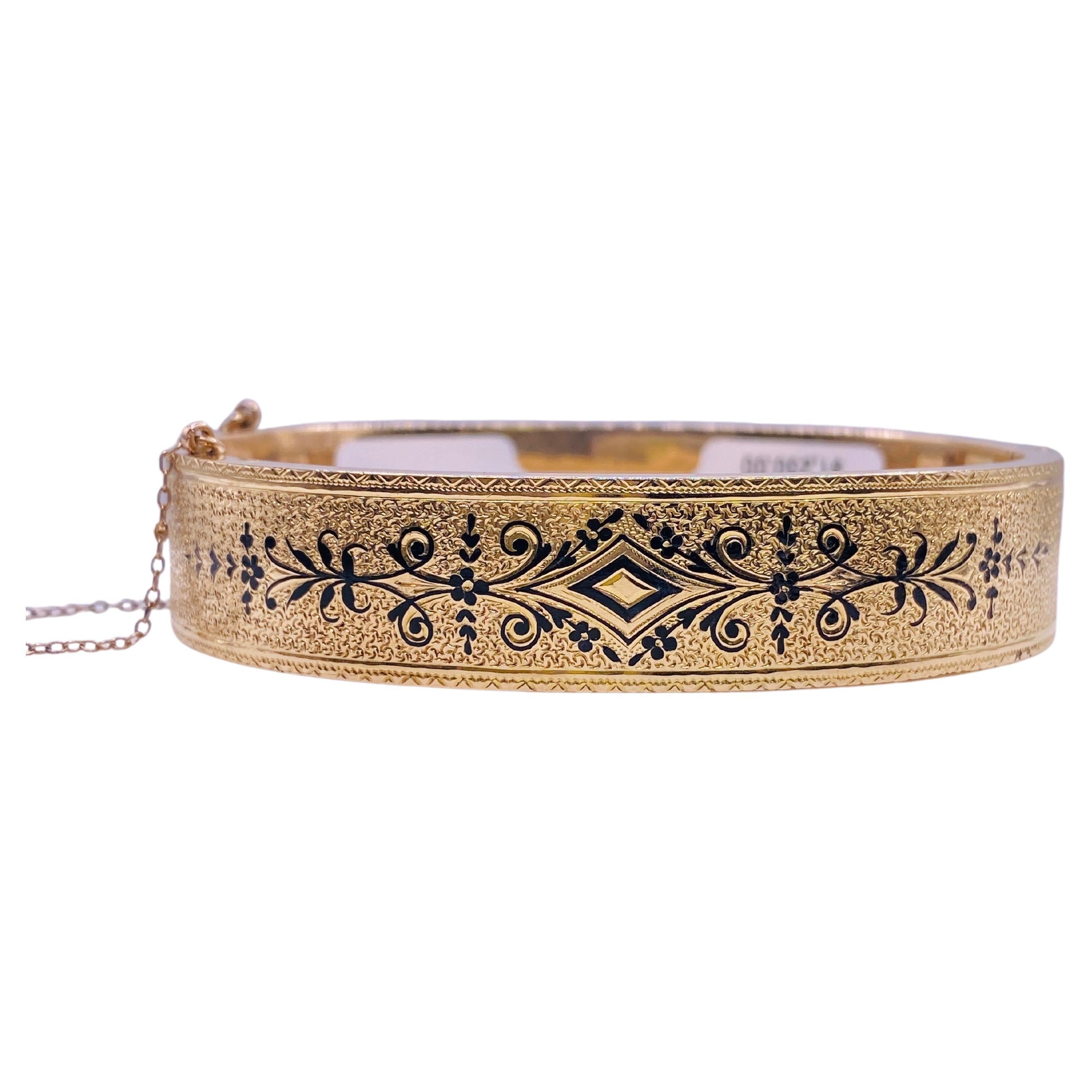Victorian Yellow Gold & Black Enamel Wedding Bracelet