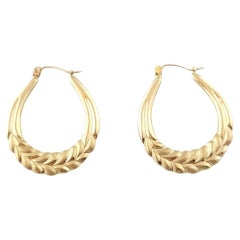 14K Yellow Gold Vine Hoop Earrings #16308