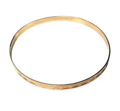 Pulsera rígida vintage de oro amarillo de 14 quilates, diseño moderno de los años 70