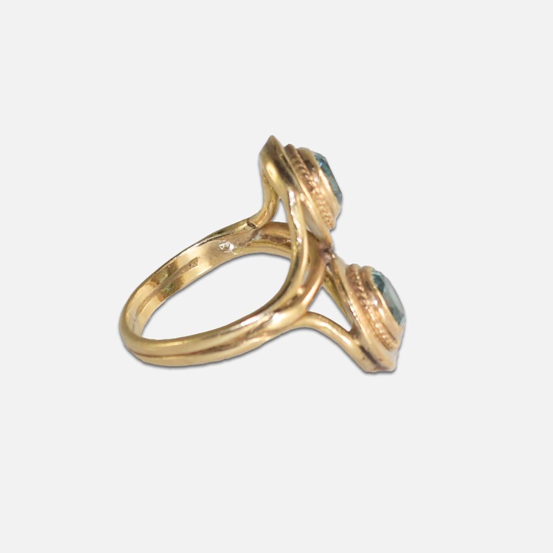 14K Gelbgold Vintage Blauer Zirkon-Ring 4,7 g (Rundschliff)