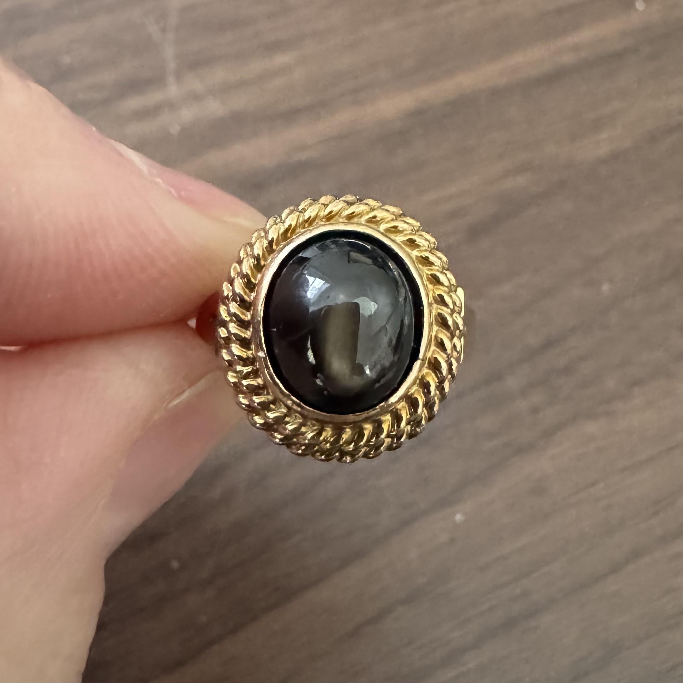 Cabochon 14k Yellow Gold Vintage Brown Star Sapphire Ring Size 4.5