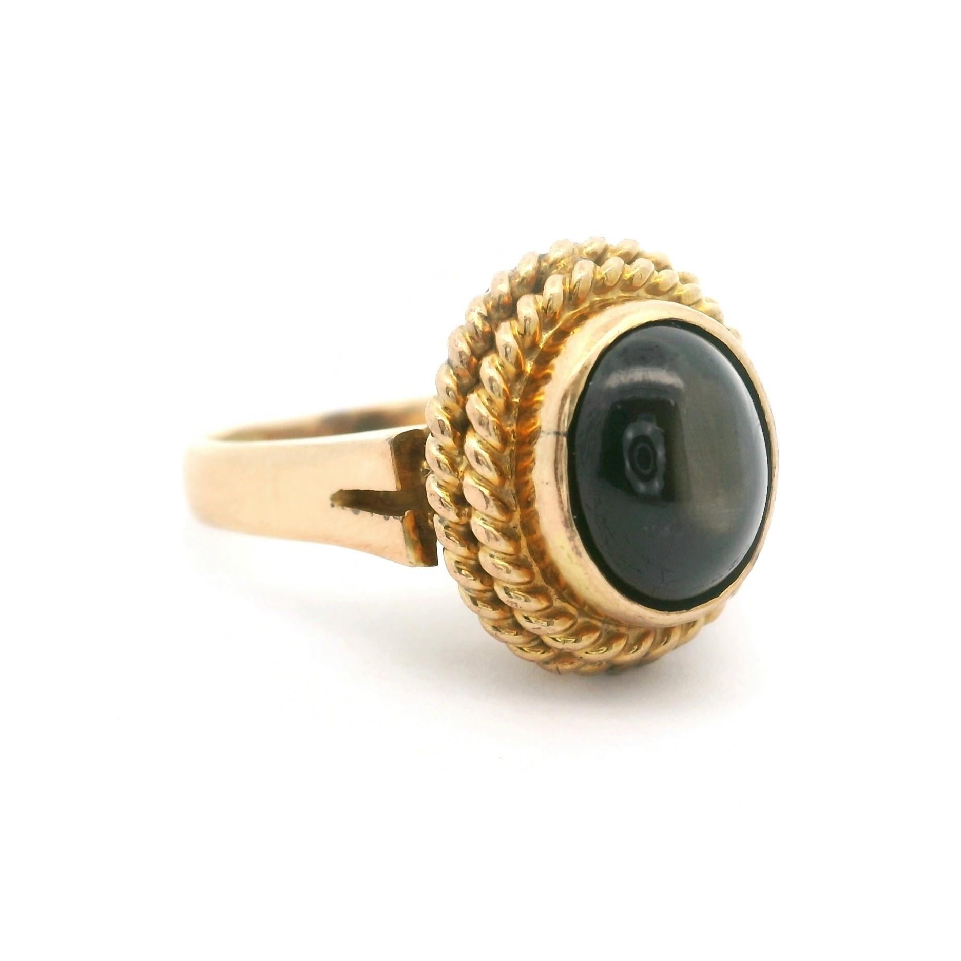14k Yellow Gold Vintage Brown Star Sapphire Ring Size 4.5 1