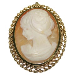 14K Yellow Gold Vintage Cameo Brooch