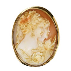 14K Yellow Gold Vintage Cameo Shell Brooch 16g 14K Yellow Gold Vintage Cameo Shell Brooch 16g