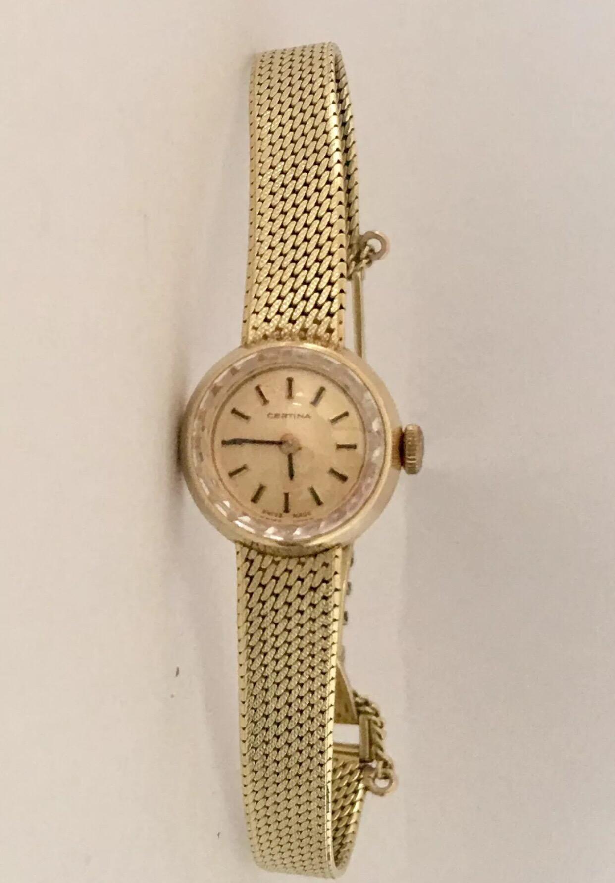 14 Karat Yellow Gold Vintage Certina Swiss Ladies Wristwatch 5