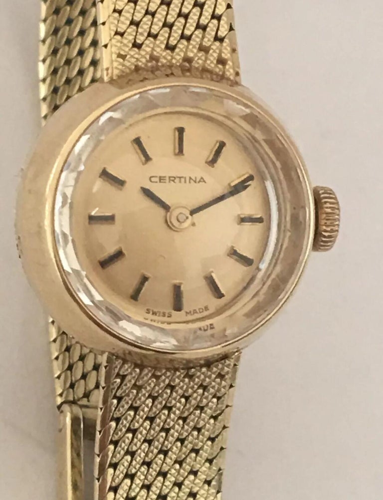 14 Karat Yellow Gold Vintage Certina Swiss Ladies Wristwatch at 1stDibs