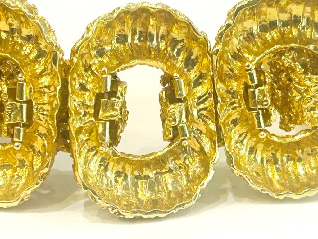 Women's 14K Yellow Gold Vintage Chunky Wide Bracelet 140.00 Grams For Sale