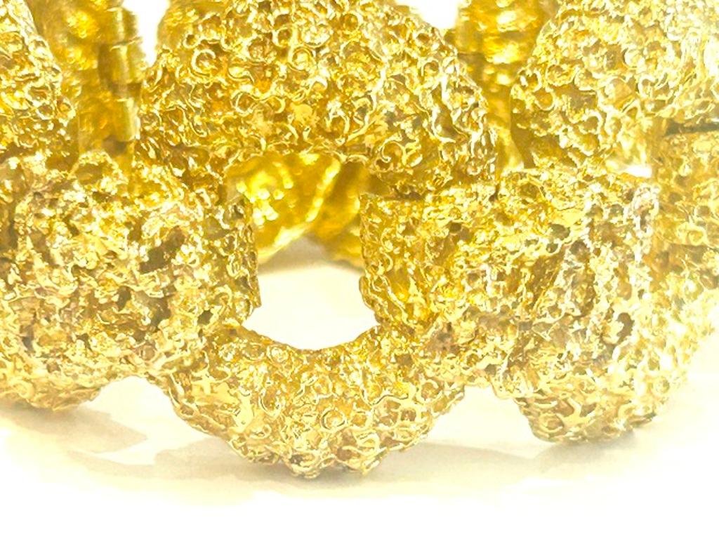 14K Yellow Gold Vintage Chunky Wide Bracelet 140.00 Grams For Sale 1