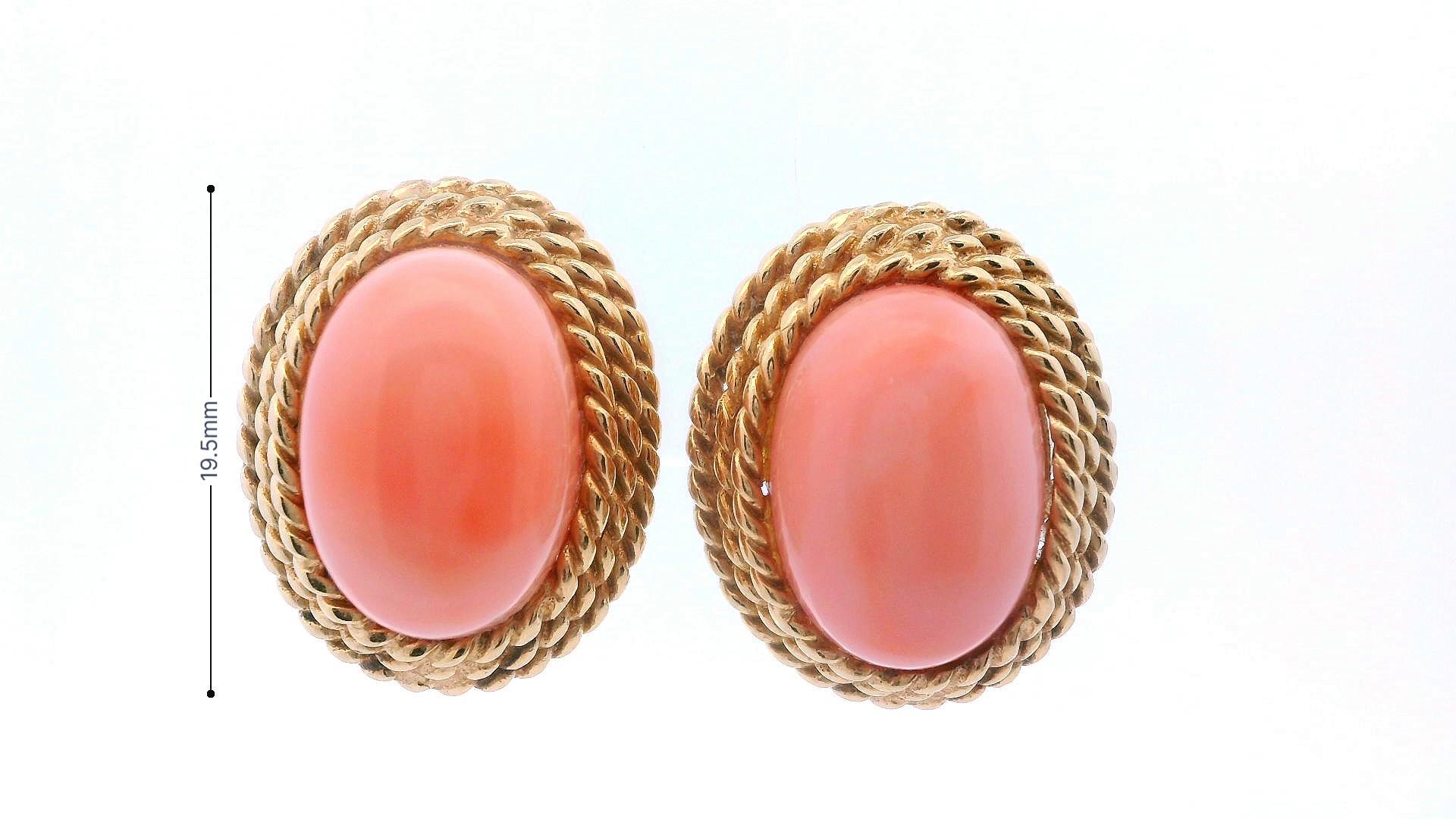 14k Gelbgold Vintage Korallen Ohrringe im Angebot 3