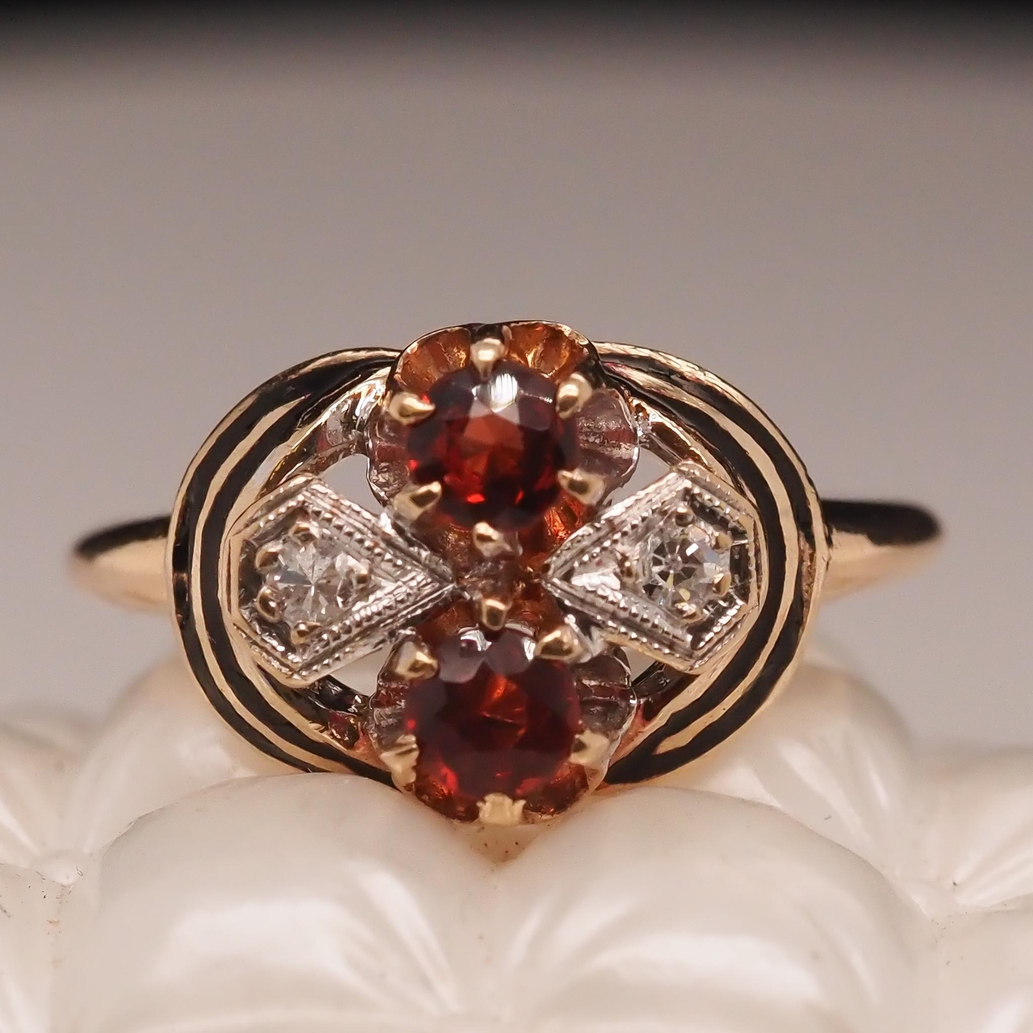 14 Karat Gelbgold Vintage Diamant und Citrin Ring (Edwardian) im Angebot