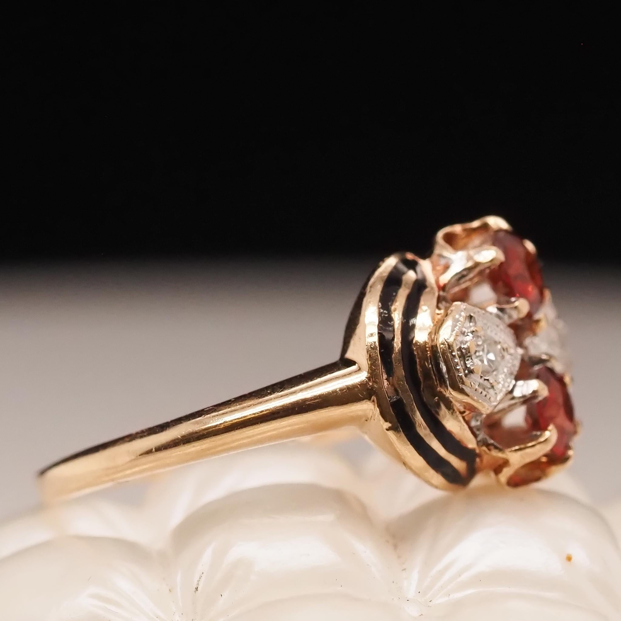 14 Karat Gelbgold Vintage Diamant und Citrin Ring im Angebot 1