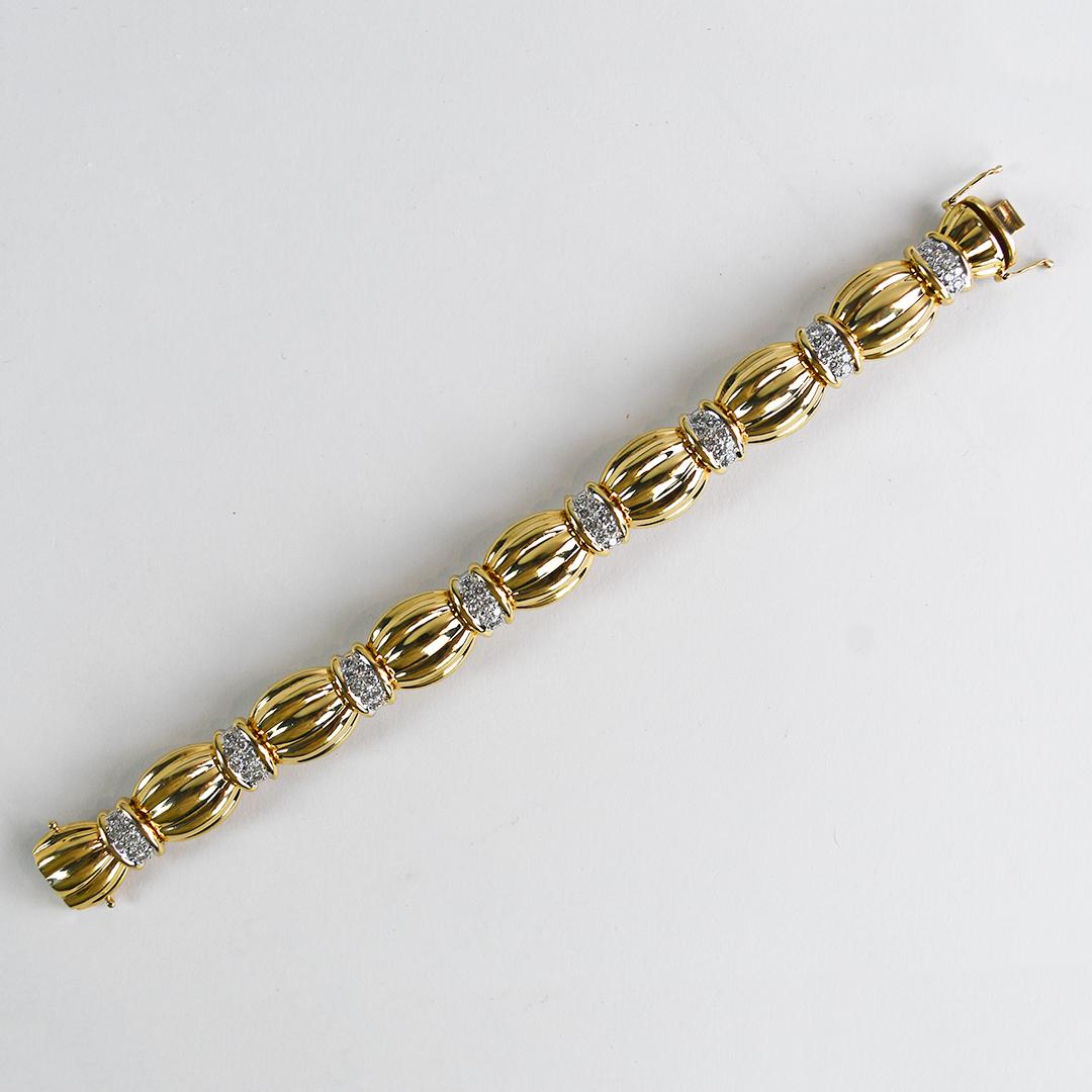 Bracciale con diamanti vintage in oro giallo 14K 2,00ct In condizioni ottime in vendita a Laguna Beach, CA
