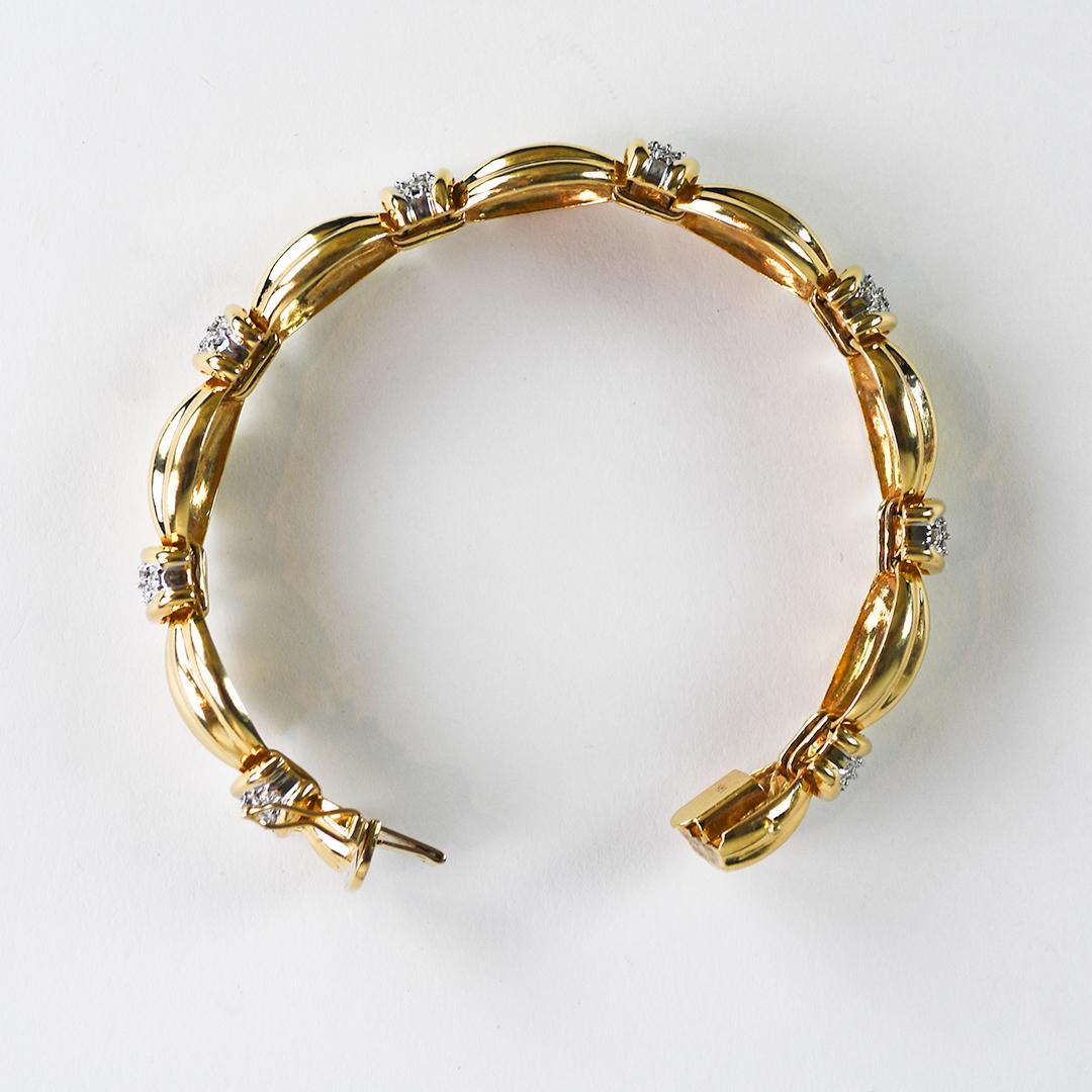 da uomo o donna Bracciale con diamanti vintage in oro giallo 14K 2,00ct in vendita