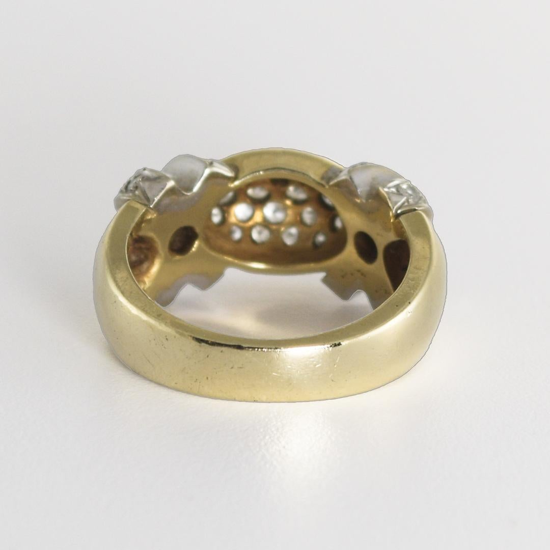 Bague cocktail vintage en or jaune 14 carats avec diamants 0,50 carat Excellent état - En vente à Laguna Beach, CA