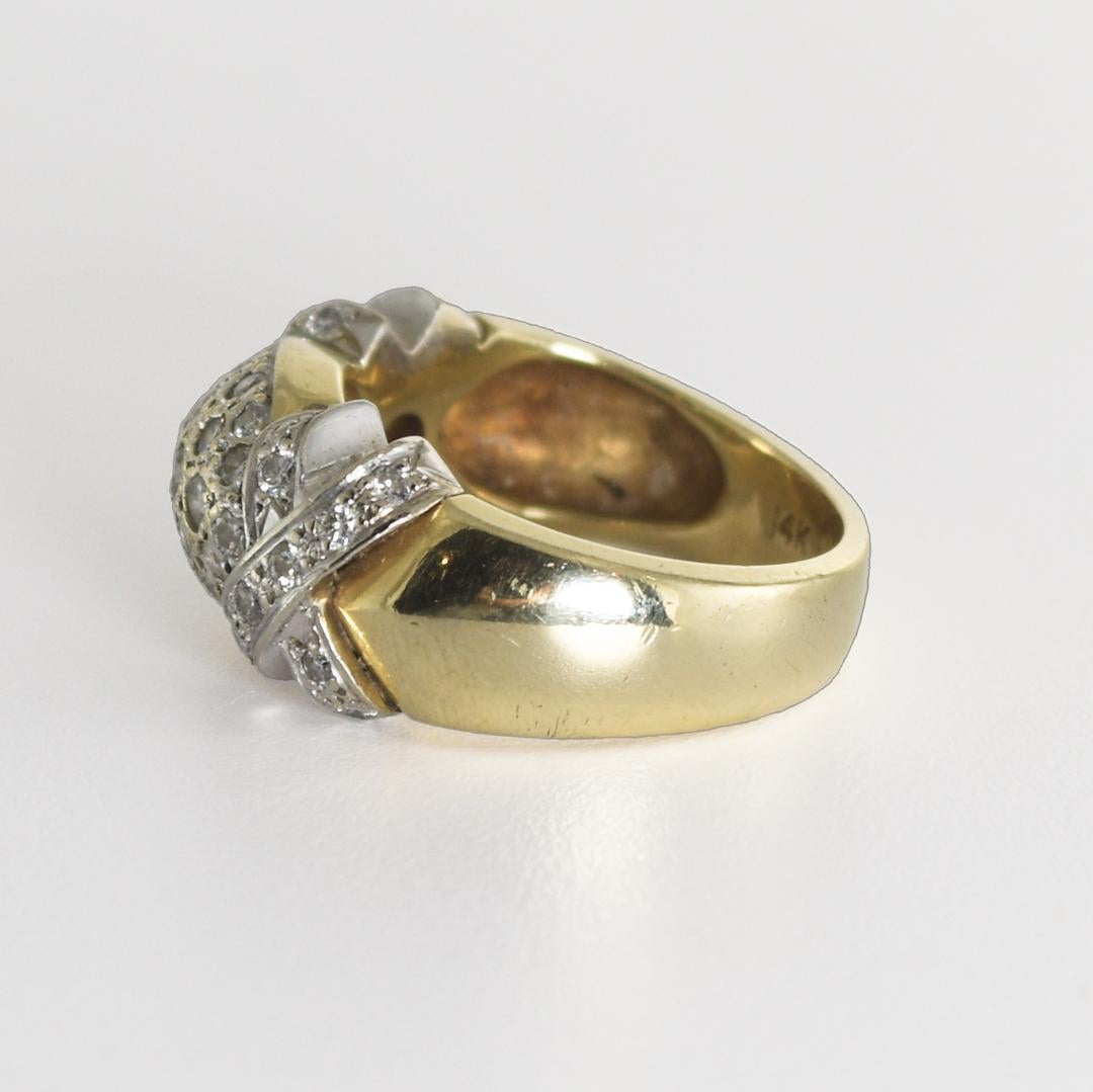 Bague cocktail vintage en or jaune 14 carats avec diamants 0,50 carat Unisexe en vente