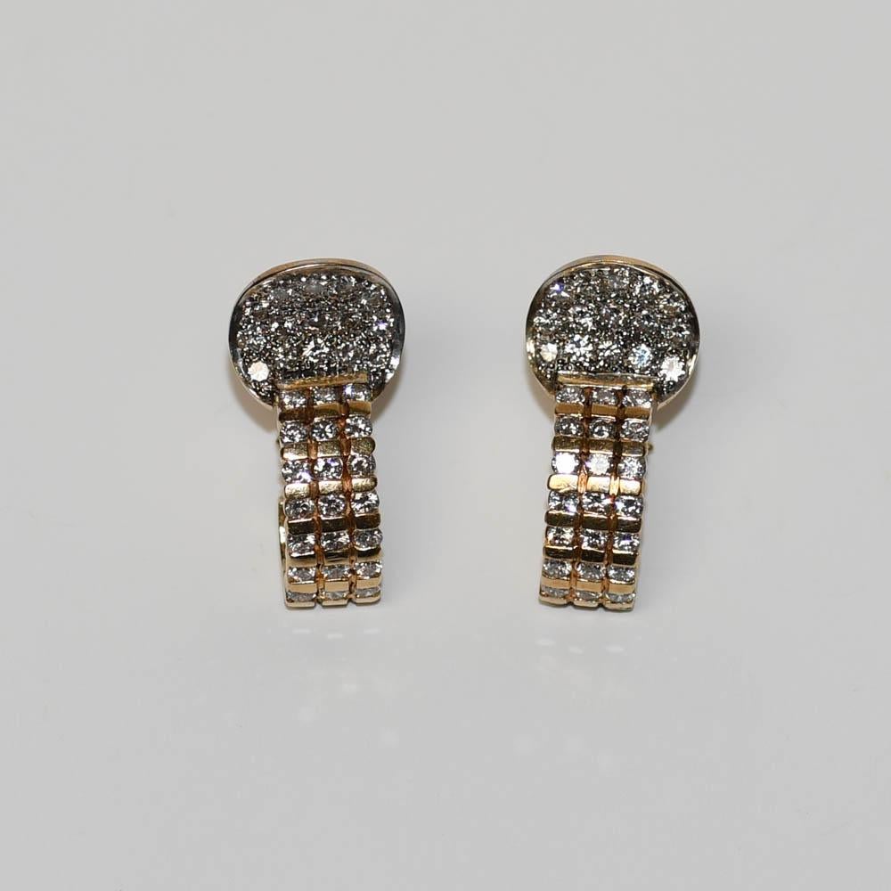 Pendientes Diamantes Vintage Oro Amarillo 14K 2,30ct en Excelente estado para la venta en Laguna Beach, CA