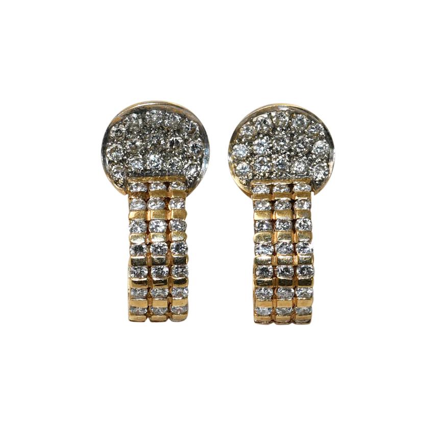 14K Yellow Gold Vintage Diamond Earrings 2.30ct