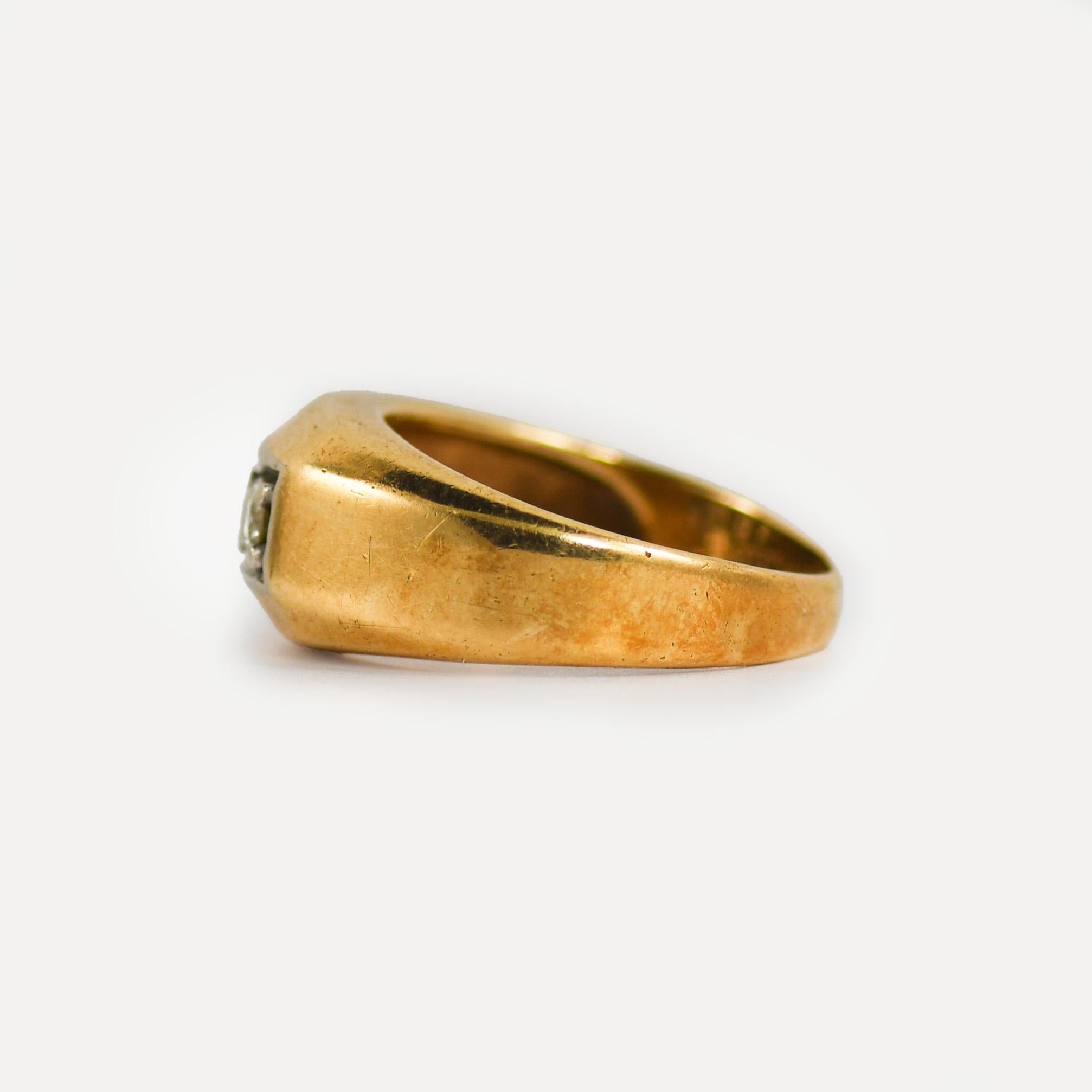 14K Yellow Gold Vintage Diamond Ring 0.30tdw, Size 9.5 In Excellent Condition For Sale In Laguna Beach, CA