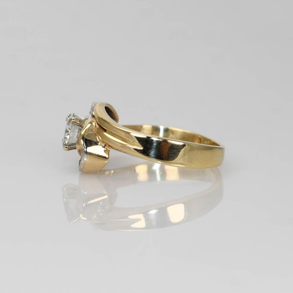 Women's 14K Yellow Gold Vintage Diamond Ring 0.45ct, 3.8gr For Sale