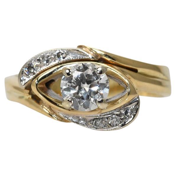 14K Yellow Gold Vintage Diamond Ring 0.45ct, 3.8gr For Sale