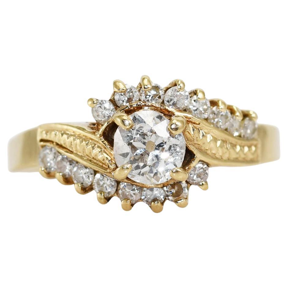 14k Yellow Gold Vintage Diamond Ring .60tdw, 3.6gr For Sale