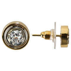 Boucles d'oreilles en or jaune 14K avec diamant vintage 0.30ct
