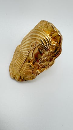 14K Yellow Gold Vintage Egyptian Revival King Tut Pharaoh Ring - Size 7
